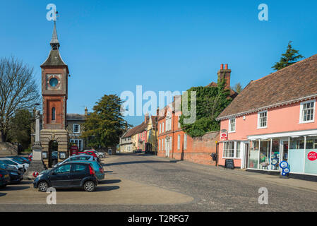 Bildeston Suffolk UK, view of Market Place in the centre of the village ...