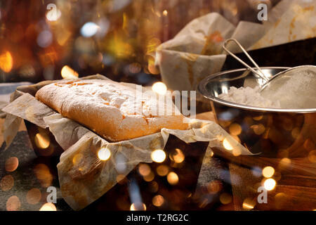 Easter Cristmas pound cake with powdered sugar in baking mold Stock Photo