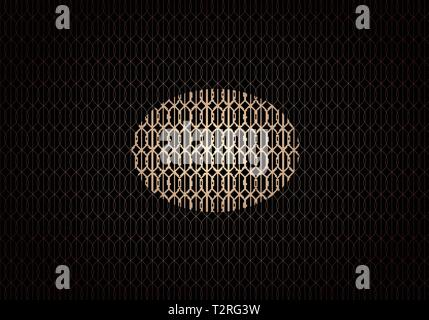 Abstract wave lines gold gradient seamless trellis pattern on black background art deco style. Vector illustration Stock Vector