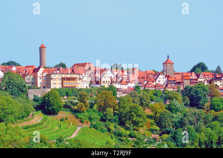 Cityscape view ofer historical town Rothenburg ob der Tauber in Germany Stock Photo