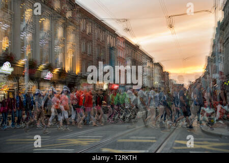 Dublin, Ireland. Aug 24th 2016. Abbey Street Lower corner with O'Connell Street Lower. Stock Photo