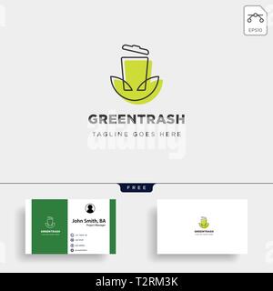 recycle trash green leaf simple line logo template vector illustration icon element isolated - vector Stock Vector