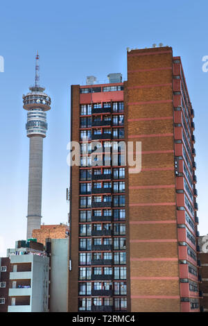 Johannesburg, South Africa, 17th February - 2019: Apartment building with communications tower in the background. Stock Photo