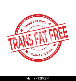 Trans Fat Free rubber red stamp isolated on white background. Stock Vector