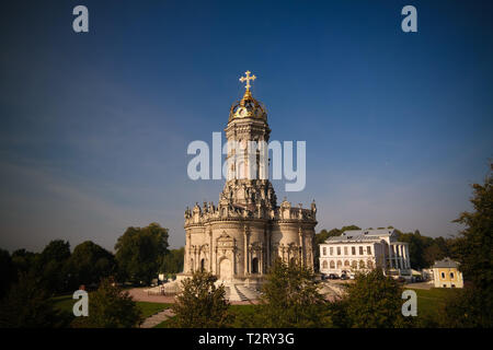 Exterior view to Church of Sign of Blessed Virgin in Dubrovitsy Znamenskaya church in Podolsk Moscow region, Russia Stock Photo