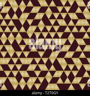 Geometric vector pattern with brown and golden triangles. Geometric modern ornament. Seamless abstract background Stock Vector
