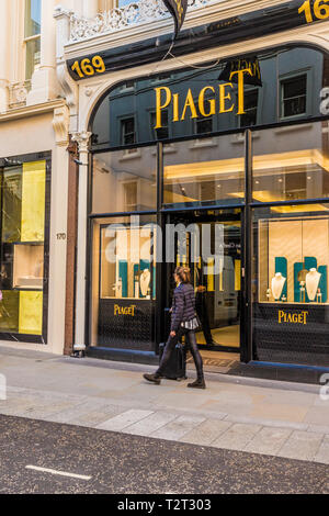 April 2019. London. A view of the Piaget store on Bond street in