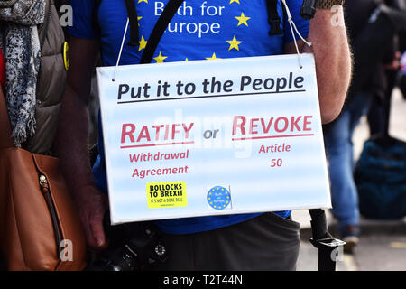 Anti Brexit Protesters in Westminster Asking for a Second Referendum Stock Photo
