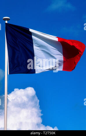 French flag waving in the wind Stock Photo