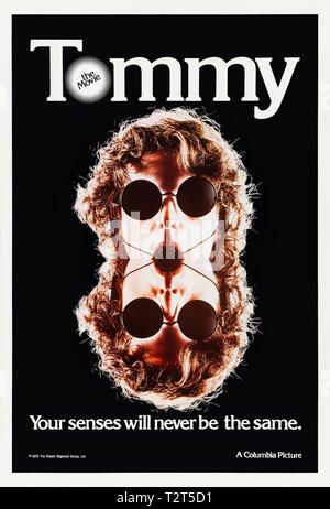 Tommy (1975) directed by Ken Russell and starring Roger Daltrey, Ann-Margret, Oliver Reed, Elton John, Eric Clapton, Keith Moon, Jack Nicholson and Pete Townshend. Tommy is struck deaf, dumb and blind and becomes a pinball legend when playing through intuition. Stock Photo