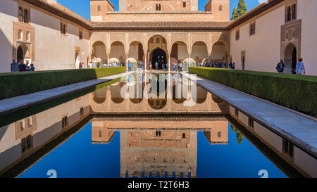 Court of the Myrtles, Alhambra, Granada Stock Photo