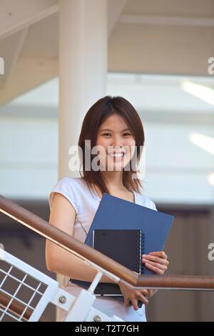 Asian Female Student Studying Stock Photo