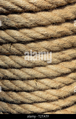 inen rope in view as a thread background Stock Photo