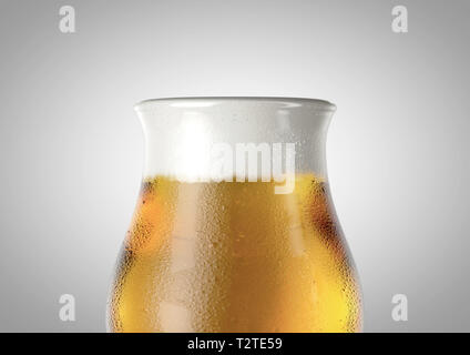 A shaker pint shaped beer glass filled with beer and a head of foam on an  isolated white background - 3D renders Stock Photo - Alamy