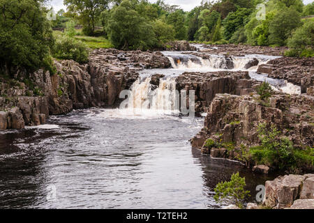 A scenic view of the Low Force waterfalls in Teesdale in north east Durham,England,UK Stock Photo