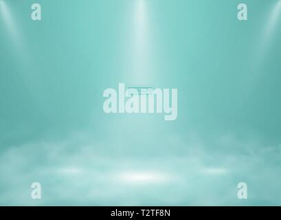 Abstract modern green mint color studio mockup background. Decorating for showing product, poster, presentation artwork with smoke. illustration Stock Vector
