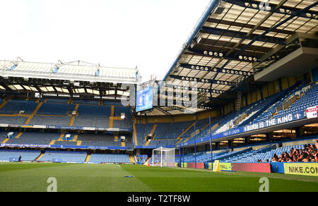 The Premier League match between Chelsea and Brighton & Hove Albion at Stamford Bridge . 3 April 2019 Editorial use only. No merchandising. For Football images FA and Premier League restrictions apply inc. no internet/mobile usage without FAPL license - for details contact Football Dataco Stock Photo