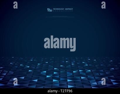 Modern blue technology triangles pattern of futuristic background. You can use for ad, poster, artwork, presentation, print, paper, annual report. ill Stock Vector