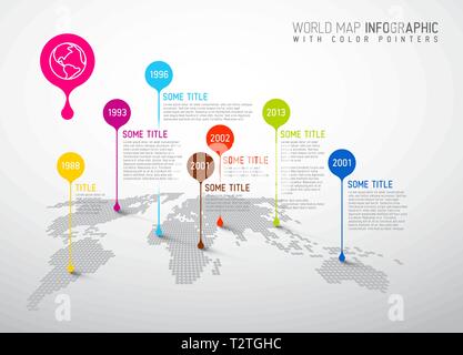 Light World map with pointer marks -  communication concept Stock Vector