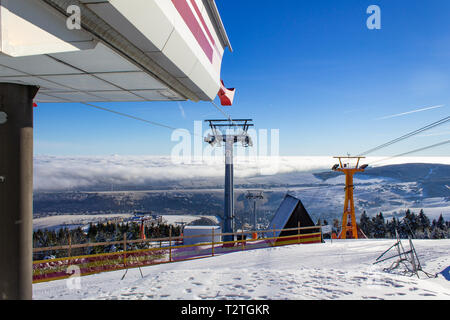 view from the top station of the Fichtelberg cable car, Oberwiesenthal, Germany Stock Photo