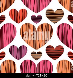 Multicolor hearts. Vector illustration. Seamless pattern background. Tracery for textile Stock Vector