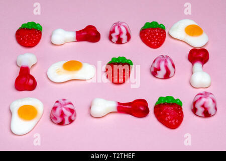 Jelly Sweets on Pink Background Stock Photo