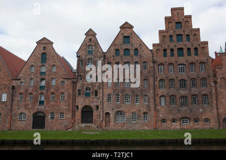 A row or crow-stepped gable building in Lubeck Germany