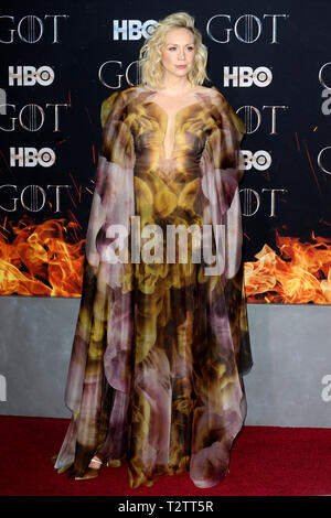 Gwendoline Christie attending the world premiere of the Final Season from HBO's TV-Series 'Game of Thrones' at the Radio City Music Hall on April 3, 2019 in New York City. Stock Photo