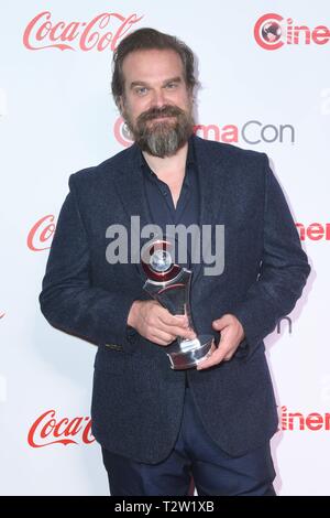Las Vegas, NV, USA. 04th Apr, 2019. David Harbour attends the CinemaCon Big Screen Achievement Awards at The Colosseum at Caesar's Palace on April 04, 2019 in Las Vegas, Nevada. Photo: imageSPACE/MediaPunch/Alamy Live News  Stock Photo