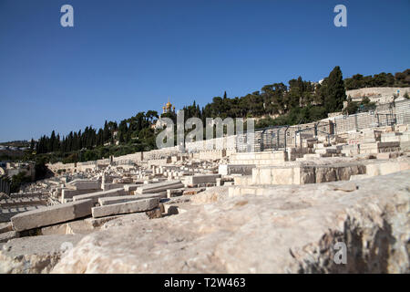 Israel, Jerusalem: Jewish cemetery of the Mount of Olives. Jerusalem East, eastern Jerusalem *** Local Caption *** Stock Photo