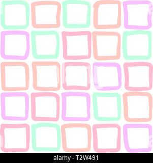 Multicolored hand-drawn squares of irregular shape - seamless pattern (tile) of 5x5 elements. Uneven shapes. Calm color. For paper, textile as backgro Stock Vector