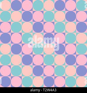 Seamless pattern - circles in squares. Smooth figures. Nice soothing colors. Background, texture for paper, textiles, websites, applications, etc. Stock Vector