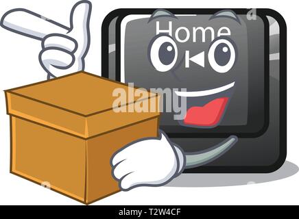With box home button isolated with the cartoonvector illustration Stock Vector