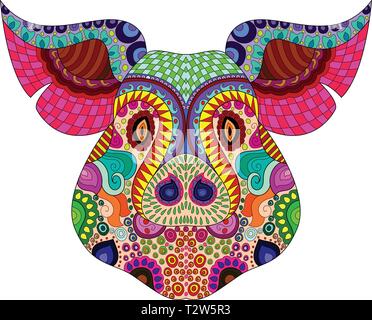 Pig Pattern Adult Coloring Designs Stock Vector