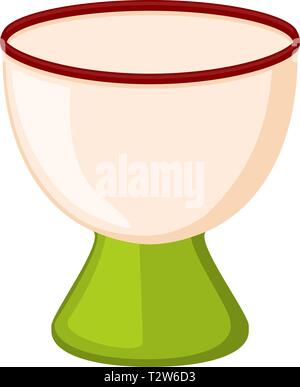 Colorful cartoon empty egg cup. Breakfast utensil. Easter themed vector illustration for icon, stamp, label, certificate, brochure, gift card, poster, Stock Vector