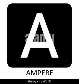 The white Ampere symbol illustration on dark background Stock Vector