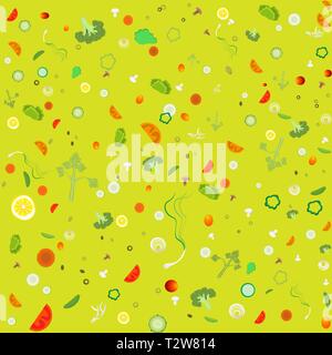 Vegetable pattern for web and print decoration vector illustration on light green  background Stock Vector