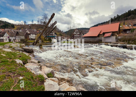 Beautuful Schiltach in Black Forest, River Kinzig, Rottweil, Baden Wuerttemberg, Germany Stock Photo