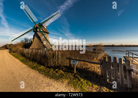 Febr. 2019, Geltinger Birk, nature reserve Schleswig Holstein Germany Windmill Charlotte Stock Photo