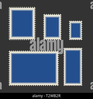 Blank postage stamp set. Toothed border stickers in different size