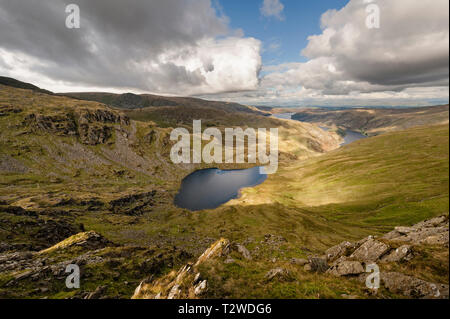 Smallwater Tarn, Mardale and Haweswater Reservoir from Harter Fell Stock Photo