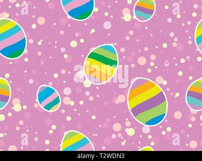 Easter eggs seamless pattern. Happy Easter background.  Holiday greeting card. Vector illustration Stock Vector