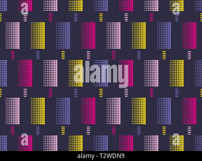 Ice cream pop art seamless pattern. Dots are multi-colored, dotted. Vector illustration Stock Vector