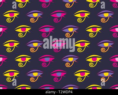 Eye of Horus seamless pattern. Ancient Egyptian amulet symbol. Vector illustration Stock Vector