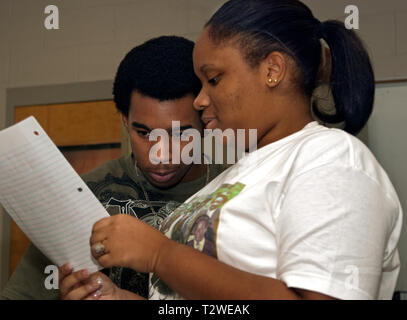 African-American students participate in their senior elective class,  "Local Cultures," Sept. 21, 2009, in McComb, Mississippi. Stock Photo