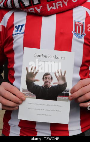 The funeral of England’s World Cup winning goalkeeper Gordon Banks at Stoke Minster  Featuring: Atmosphere Where: Stoke-upon-Trent, Staffordshire, United Kingdom When: 04 Mar 2019 Credit: John Rainford/WENN Stock Photo