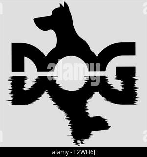 art typographic dog logo using negative space Stock Vector