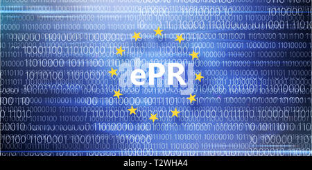 General regulations for protection of personal data. Inscription in circle of yellow stars on blue background with binary code Stock Photo