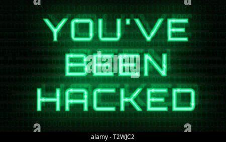 Binary code with the words You have been hacked Stock Photo