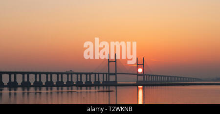 The 2nd Severn Crossing at Sunset Stock Photo